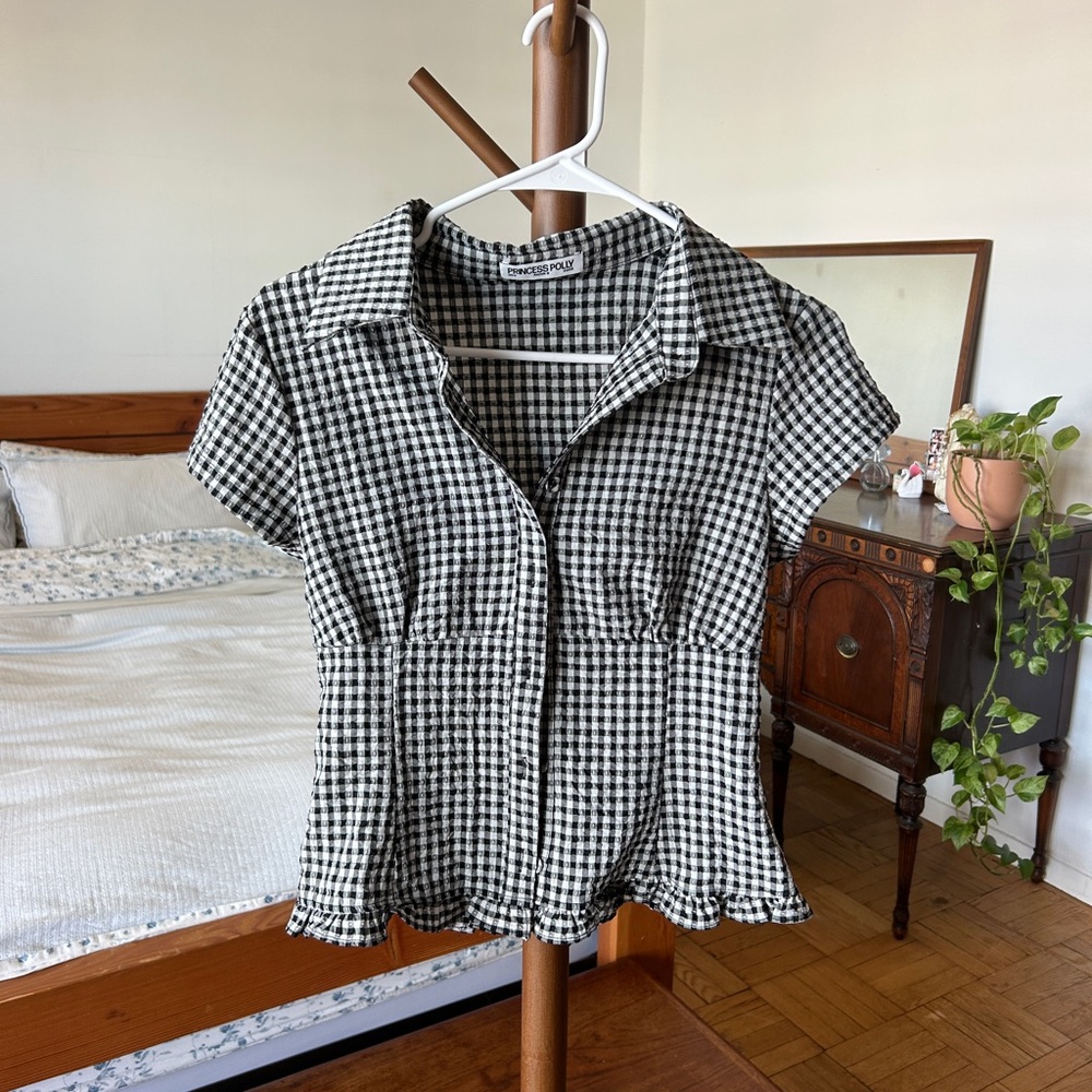 Princess Polly Black and White Checkered Blouse
